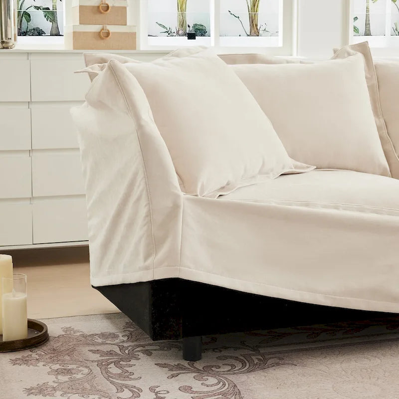 83.4 Canapé d'angle 2 places Chenille avec Ottomans