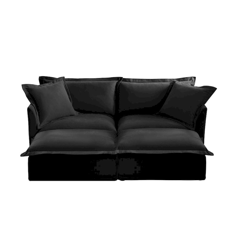 83.4 Canapé d'angle 2 places Chenille avec Ottomans