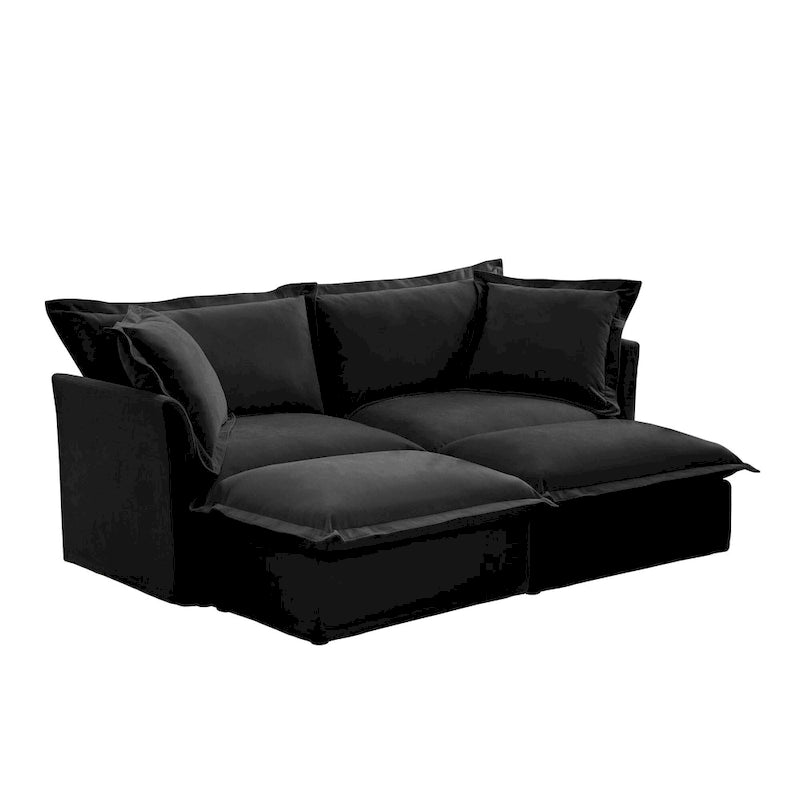 83.4 Canapé d'angle 2 places Chenille avec Ottomans