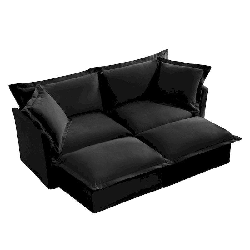 83.4 Canapé d'angle 2 places Chenille avec Ottomans