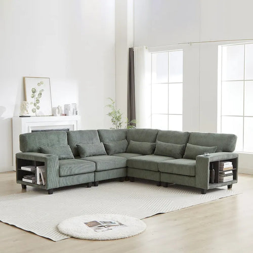 102.75  Corduroy L-Shaped Modular Sectional Sofa with Storage