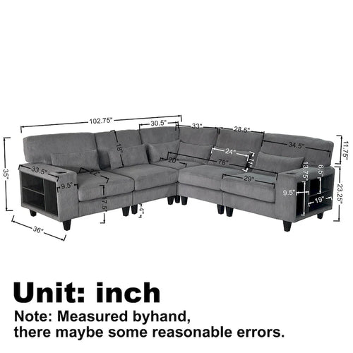 102,75 Canapé modulable d'angle en velours côtelé avec rangement