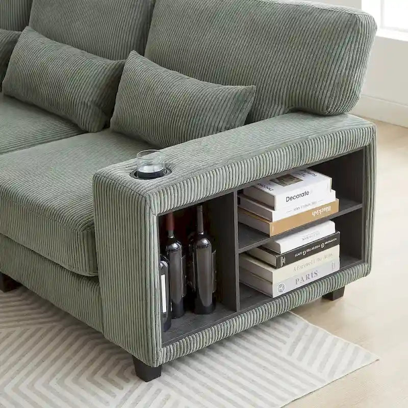 102,75 Canapé modulable d'angle en velours côtelé avec rangement