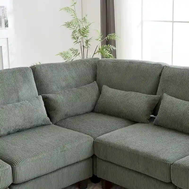 102,75 Canapé modulable d'angle en velours côtelé avec rangement