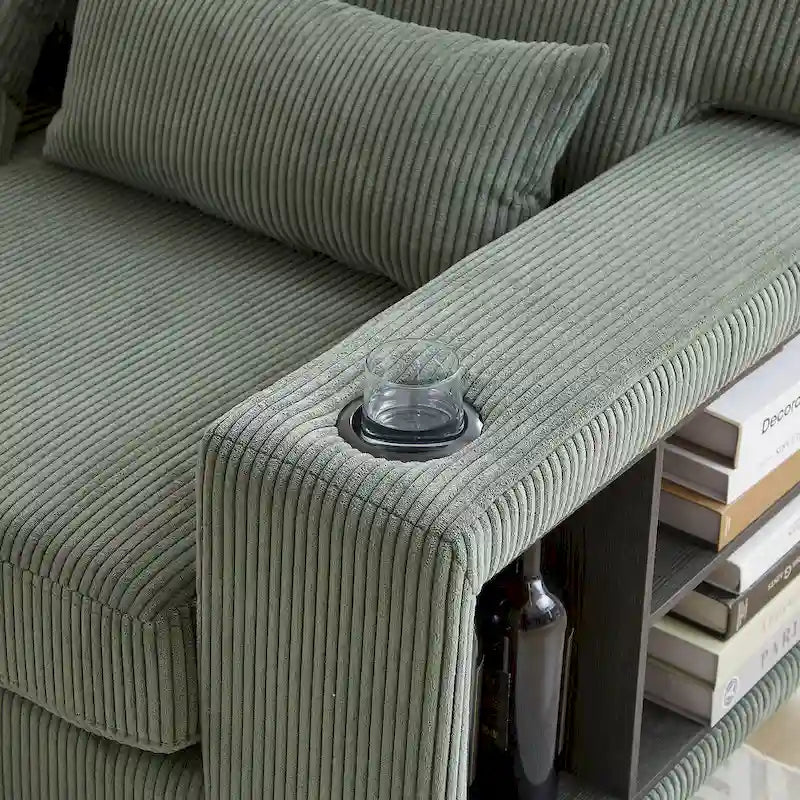 102,75 Canapé modulable d'angle en velours côtelé avec rangement