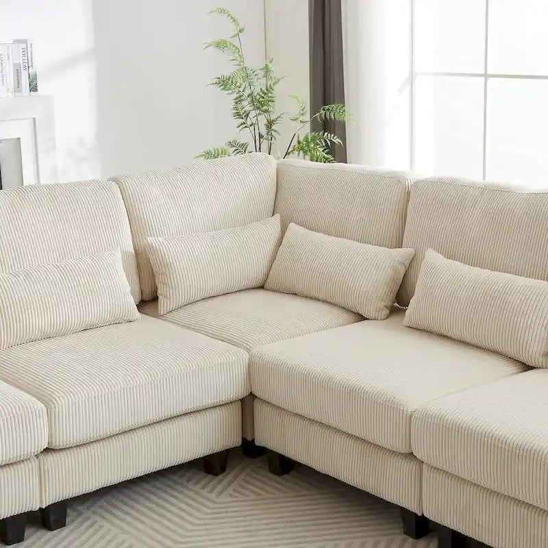102,75 Canapé modulable d'angle en velours côtelé avec rangement