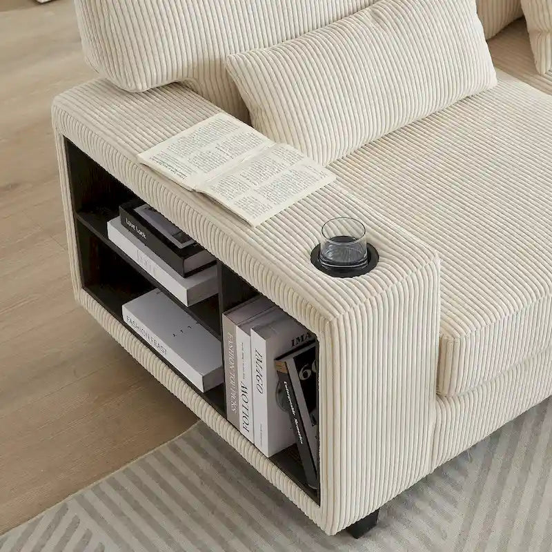 102,75 Canapé modulable d'angle en velours côtelé avec rangement