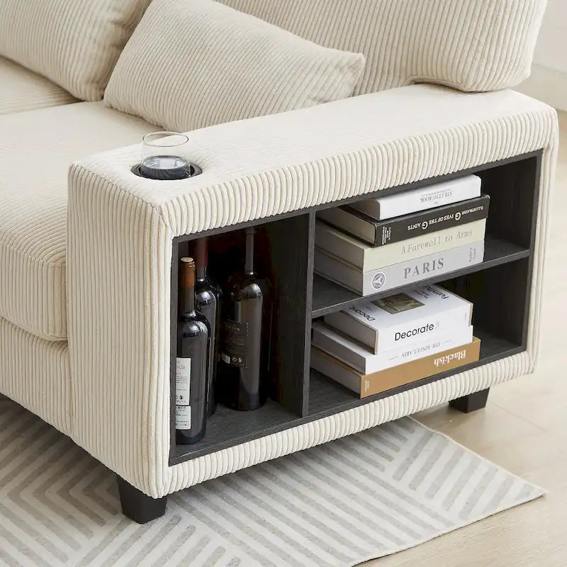102,75 Canapé modulable d'angle en velours côtelé avec rangement