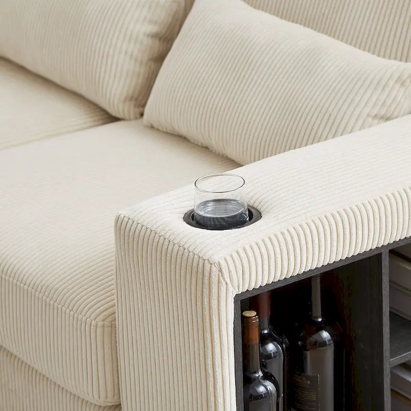 102,75 Canapé modulable d'angle en velours côtelé avec rangement