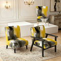Jaune Moutarde & Gris Clair II : Fauteuils d'appoint abstraits et Fauteuils modernes rembourrés