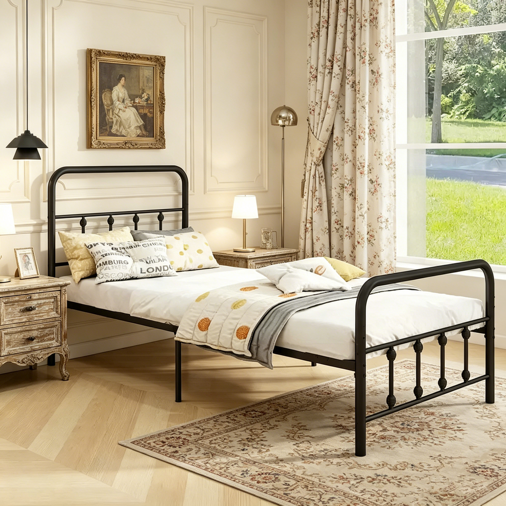 Cadre de lit grand format/King/King avec tête de lit sous le lit