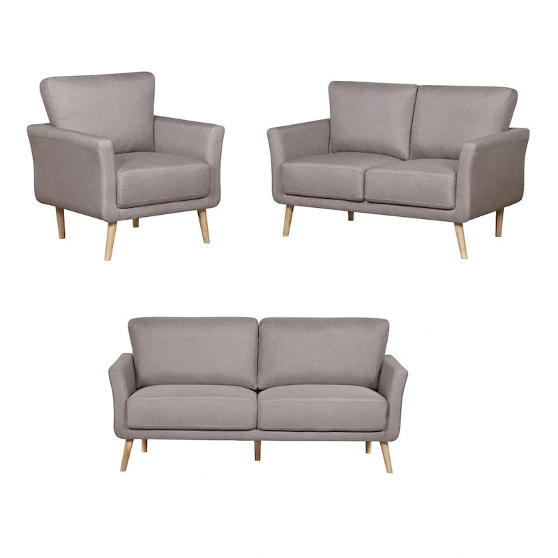 Ensemble de salon 3 pièces : canapé, causeuse et fauteuil en tissu de lin