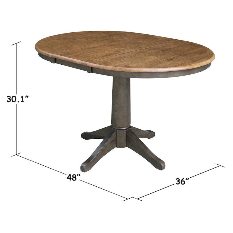 Table de salle à manger extensible ronde en bois massif de 36 po avec 2 chaises de salle à manger