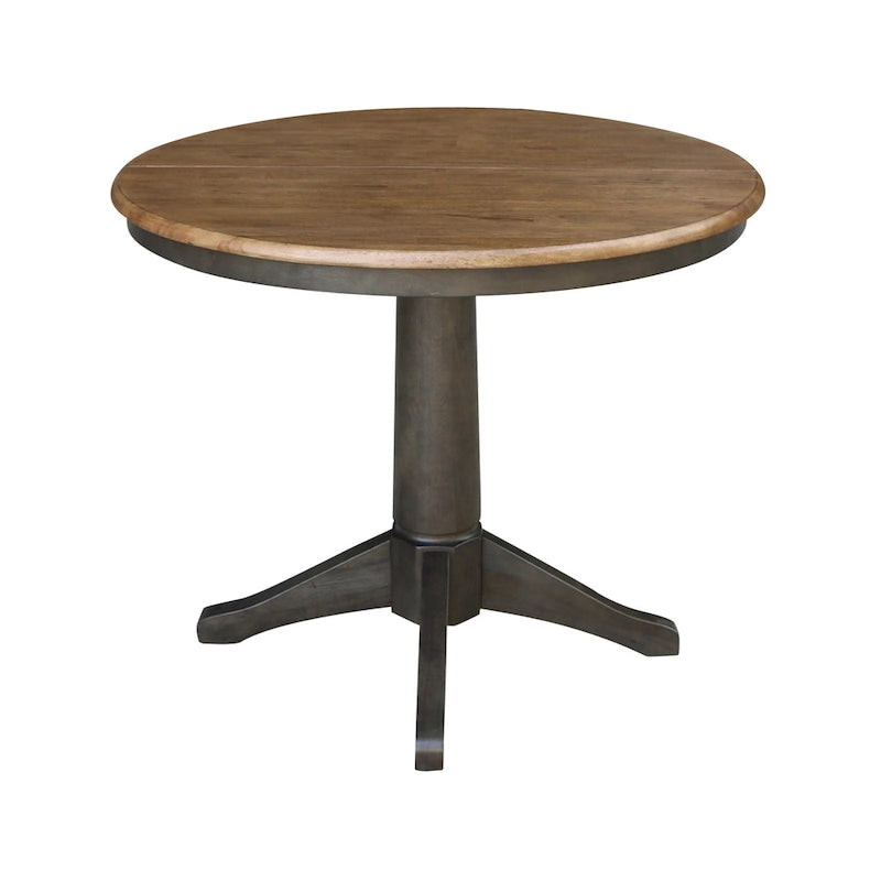 Table de salle à manger extensible ronde en bois massif de 36 po avec 2 chaises de salle à manger