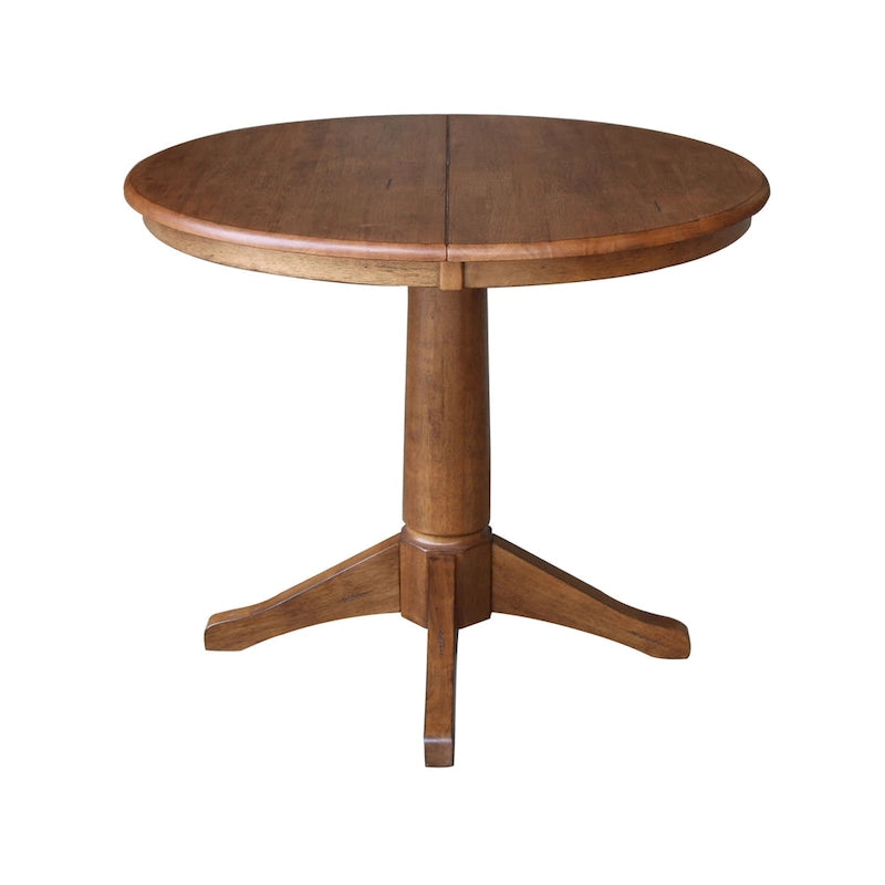 Table de salle à manger extensible ronde en bois massif de 36 po avec 2 chaises de salle à manger
