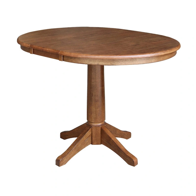 Table de salle à manger extensible ronde en bois massif de 36 po avec 2 chaises de salle à manger