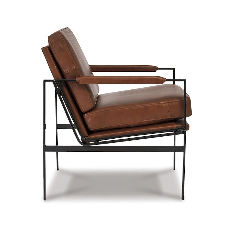Fauteuil en cuir de style moderne du milieu du siècle — 73,66 cm L x 80,01 cm P x 87 cm H