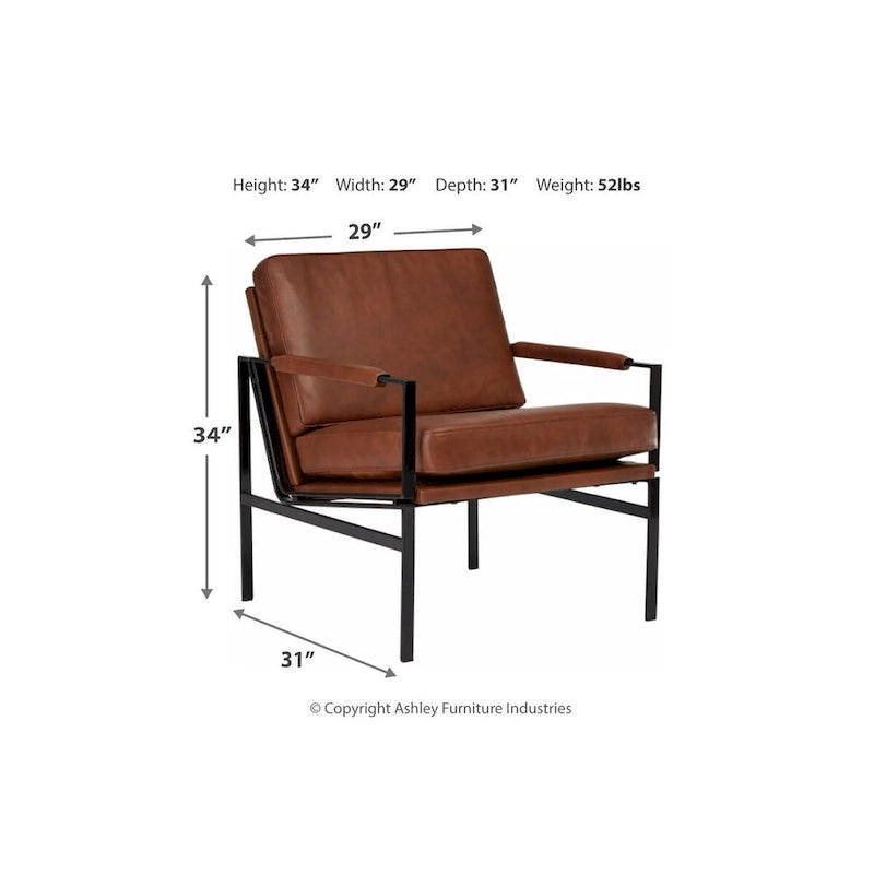 Fauteuil en cuir de style moderne du milieu du siècle — 73,66 cm L x 80,01 cm P x 87 cm H