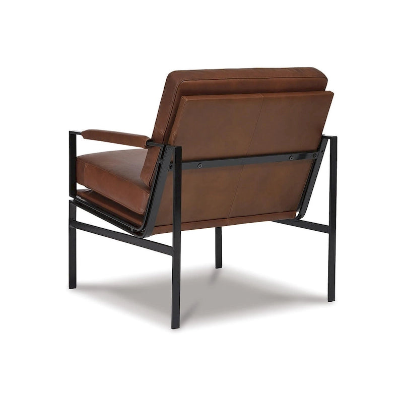 Fauteuil en cuir de style moderne du milieu du siècle — 73,66 cm L x 80,01 cm P x 87 cm H