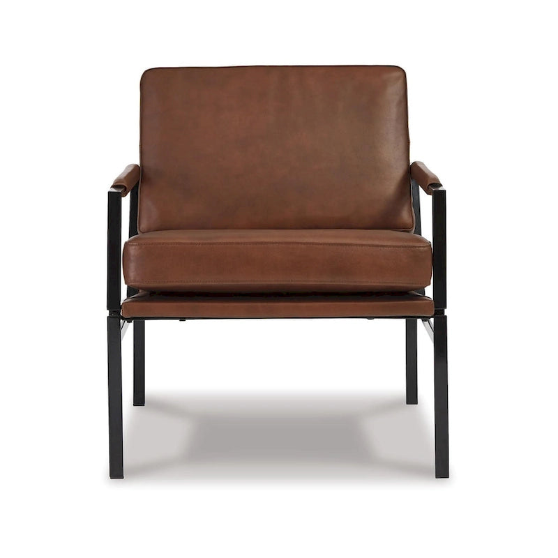 Fauteuil en cuir de style moderne du milieu du siècle — 73,66 cm L x 80,01 cm P x 87 cm H