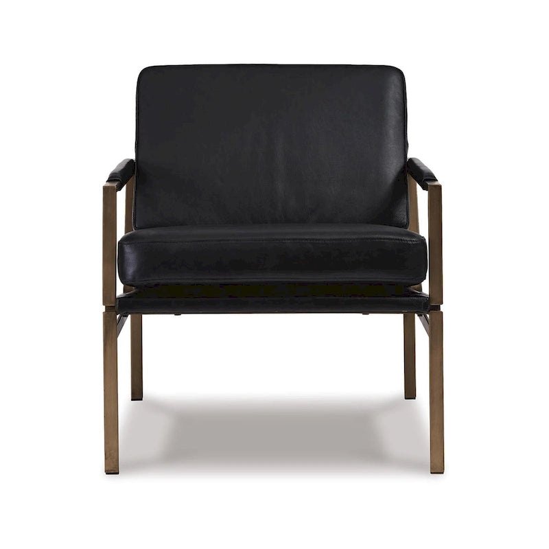 Fauteuil en cuir de style moderne du milieu du siècle — 73,66 cm L x 80,01 cm P x 87 cm H