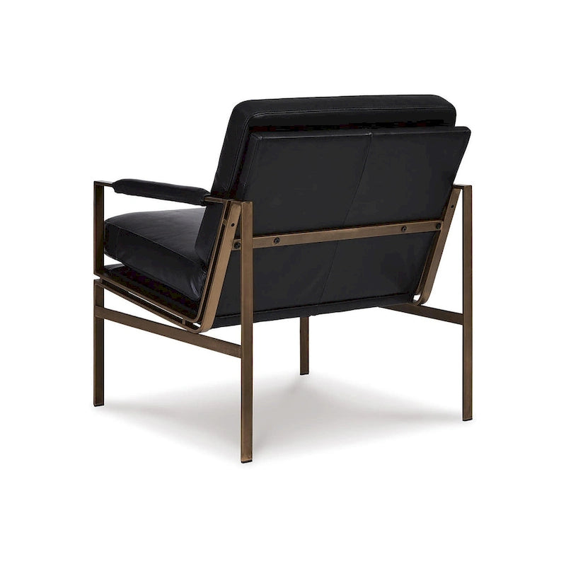 Fauteuil en cuir de style moderne du milieu du siècle — 73,66 cm L x 80,01 cm P x 87 cm H