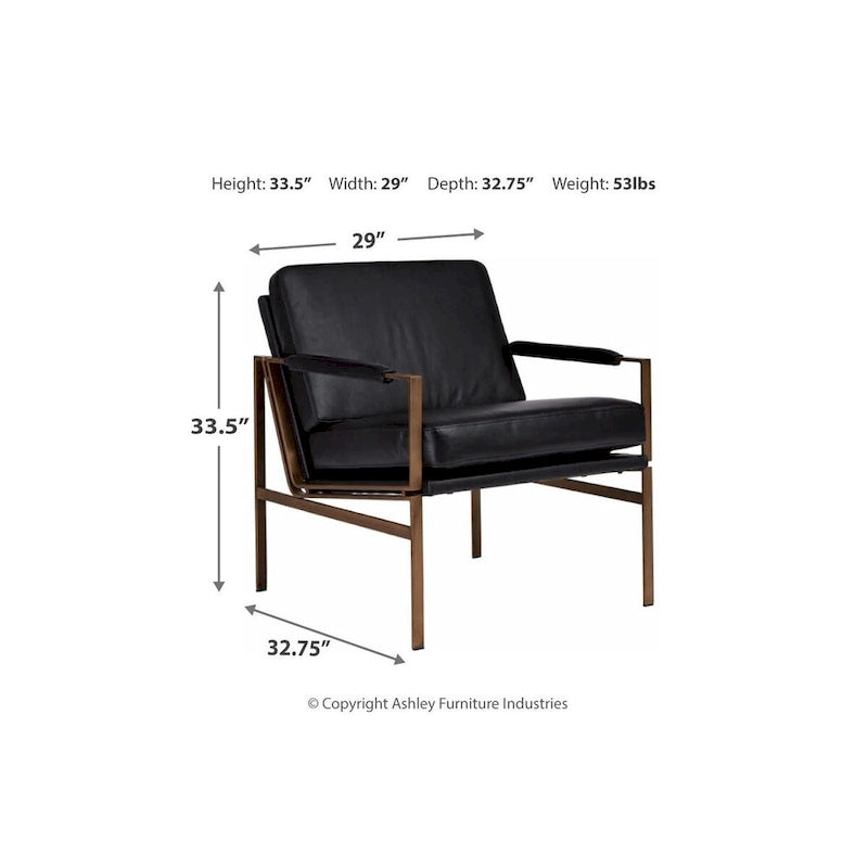 Fauteuil en cuir de style moderne du milieu du siècle — 73,66 cm L x 80,01 cm P x 87 cm H