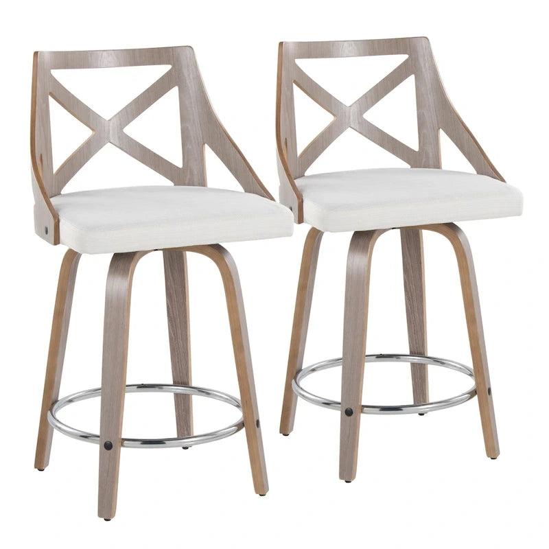 24 tabourets de bar à hauteur fixe avec pieds en bois courbés