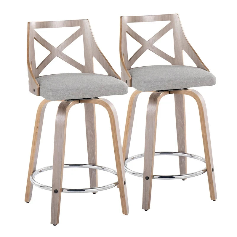 24 tabourets de bar à hauteur fixe avec pieds en bois courbés