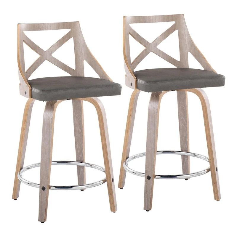 24 tabourets de bar à hauteur fixe avec pieds en bois courbés