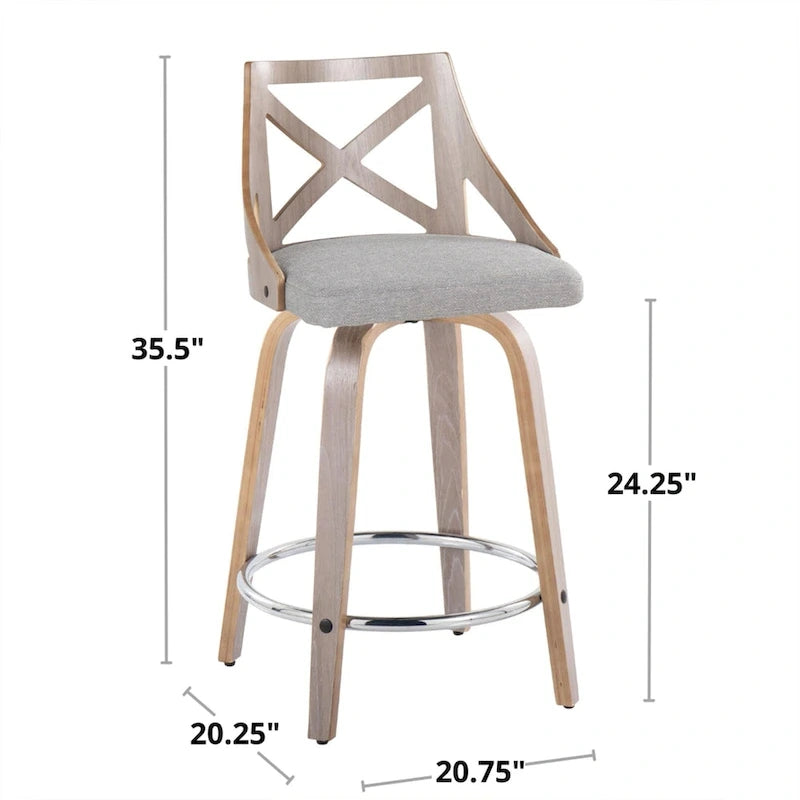24 tabourets de bar à hauteur fixe avec pieds en bois courbés