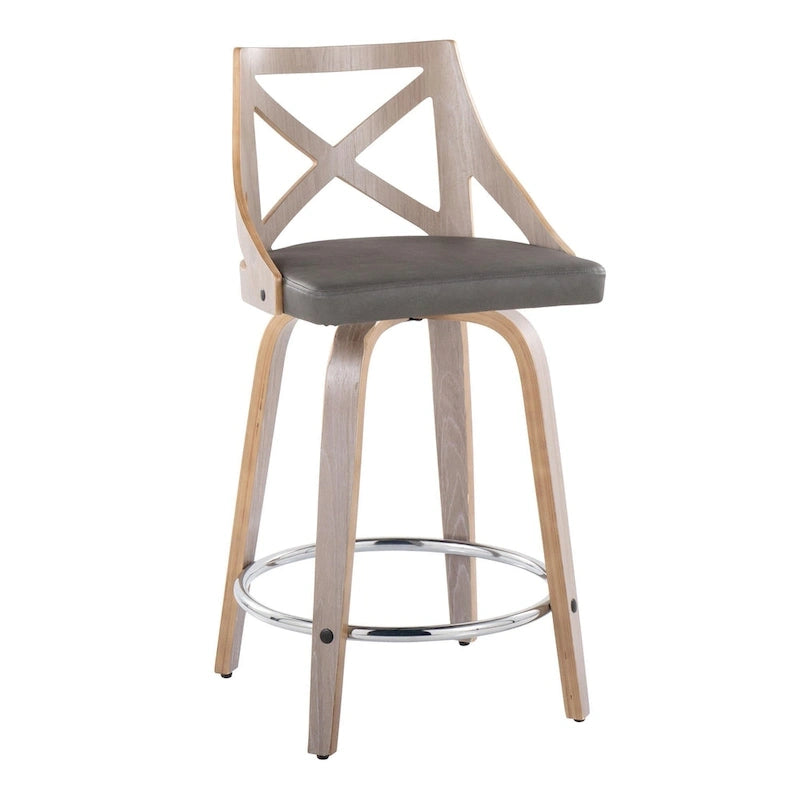 24 tabourets de bar à hauteur fixe avec pieds en bois courbés