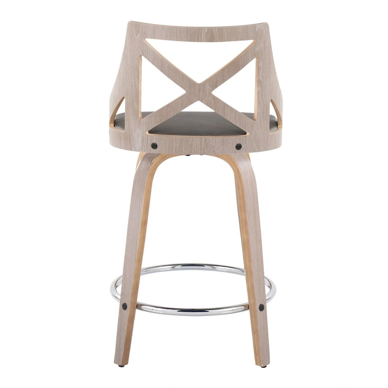 24 tabourets de bar à hauteur fixe avec pieds en bois courbés