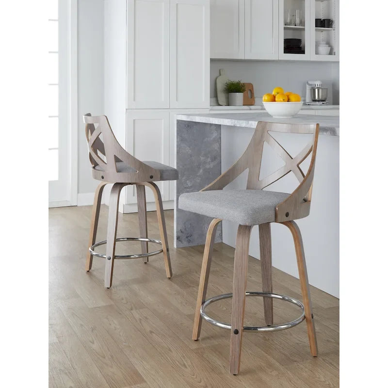 24 tabourets de bar à hauteur fixe avec pieds en bois courbés