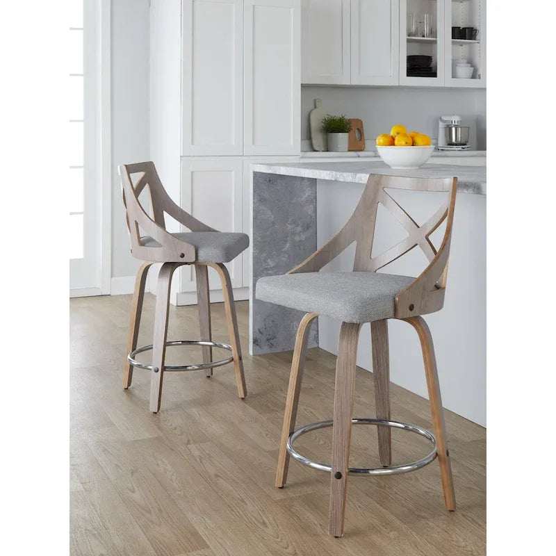24 tabourets de bar à hauteur fixe avec pieds en bois courbés