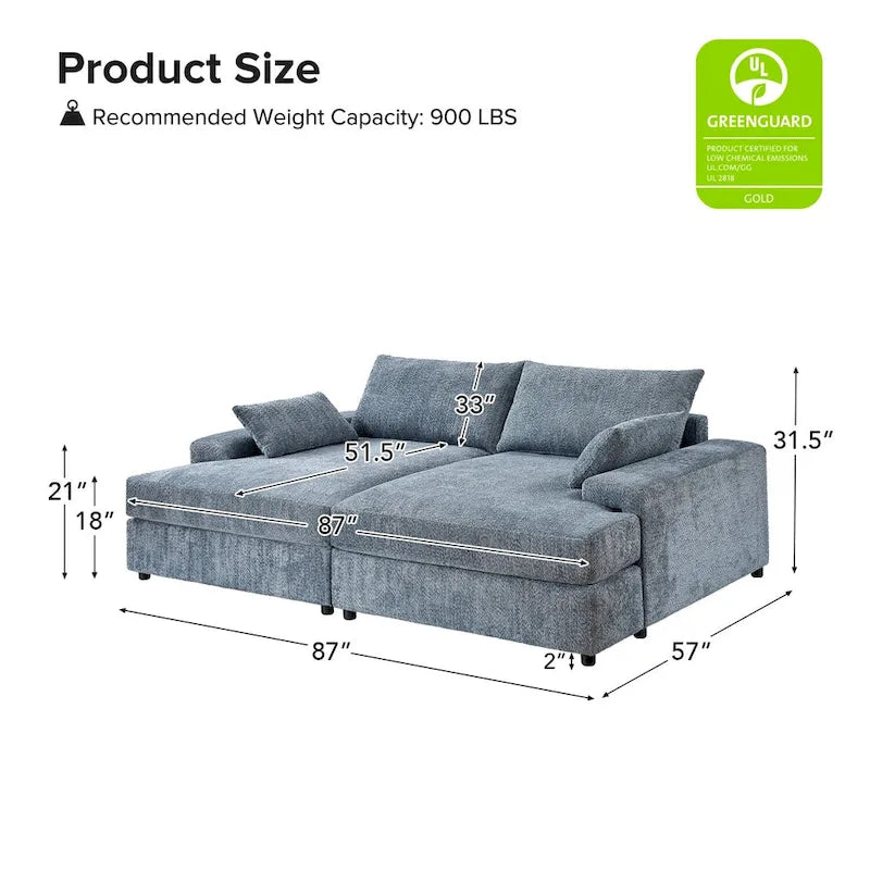 Fauteuil canapé carré de 57 pouces de profondeur