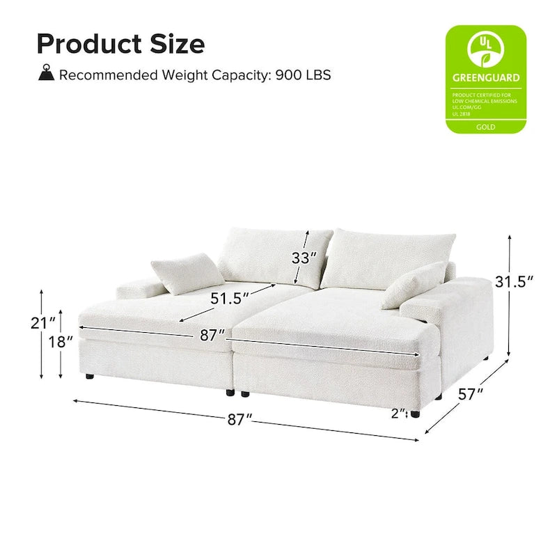 Fauteuil canapé carré de 57 pouces de profondeur