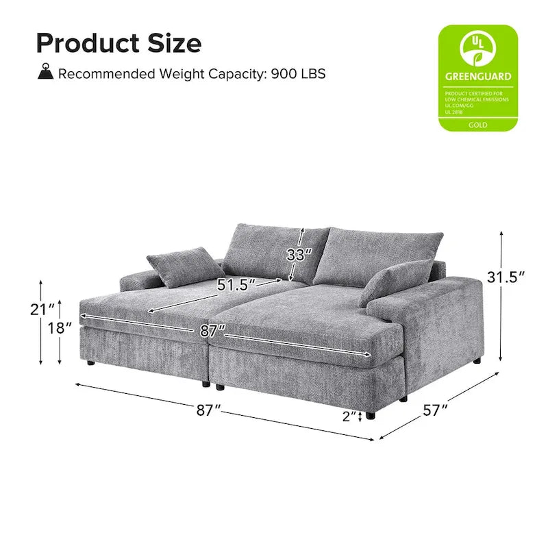 Fauteuil canapé carré de 57 pouces de profondeur