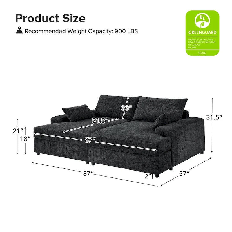 Fauteuil canapé carré de 57 pouces de profondeur