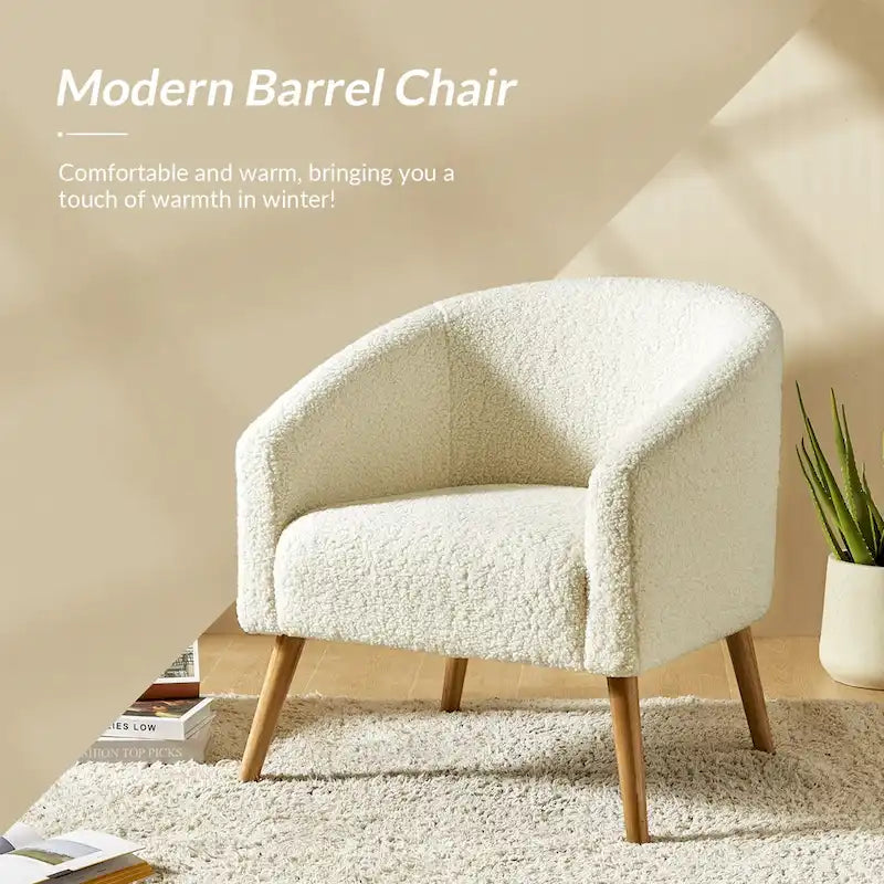 Fauteuil en velours bouclé de 30 pouces de large avec pieds en bois massif, deux chaises par lot