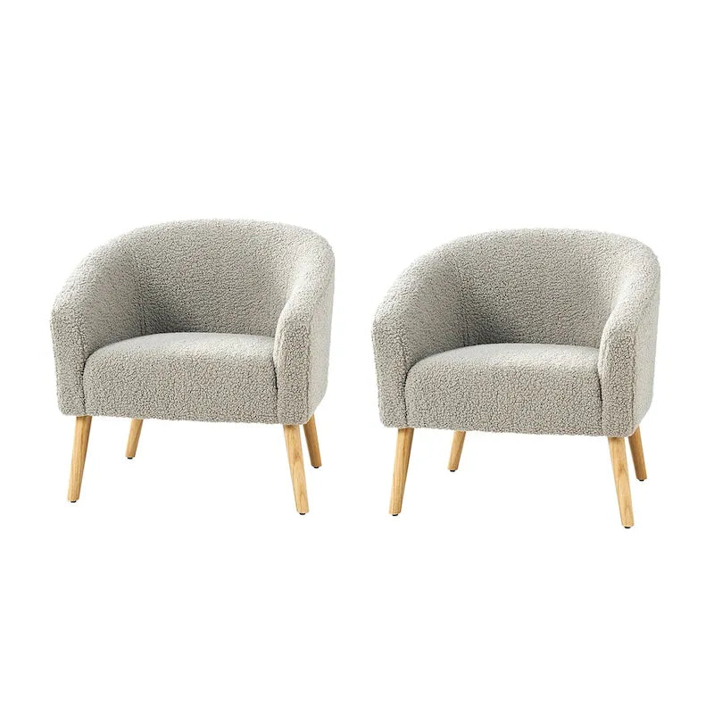 Fauteuil en velours bouclé de 30 pouces de large avec pieds en bois massif, deux chaises par lot