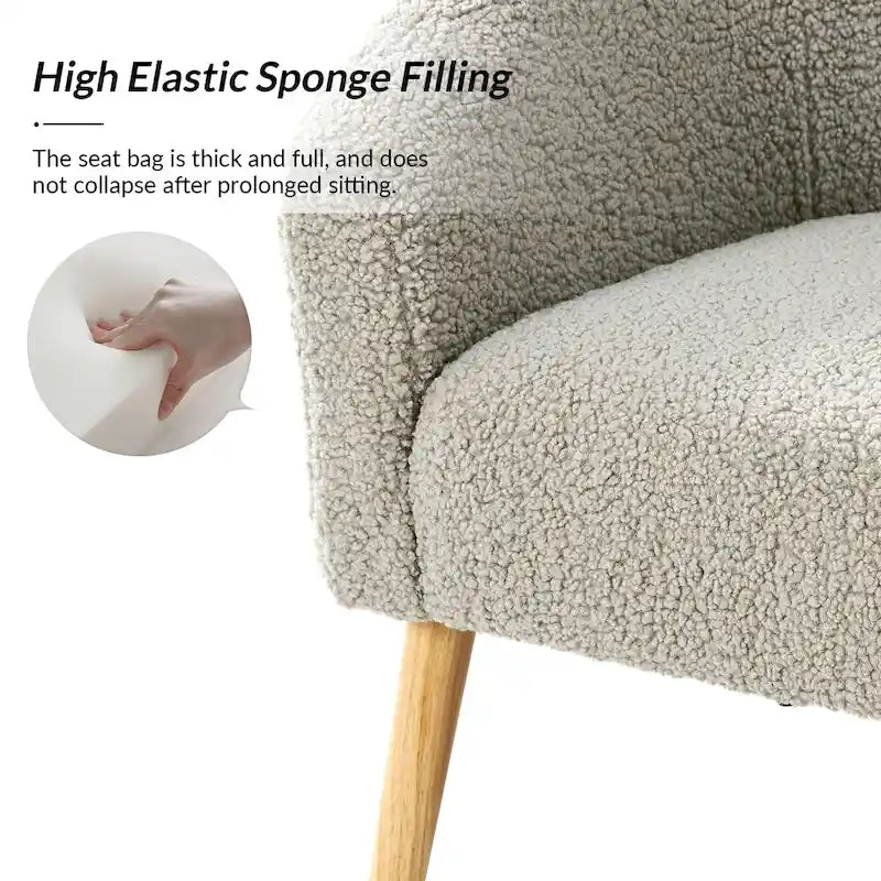 Fauteuil en velours bouclé de 30 pouces de large avec pieds en bois massif, deux chaises par lot