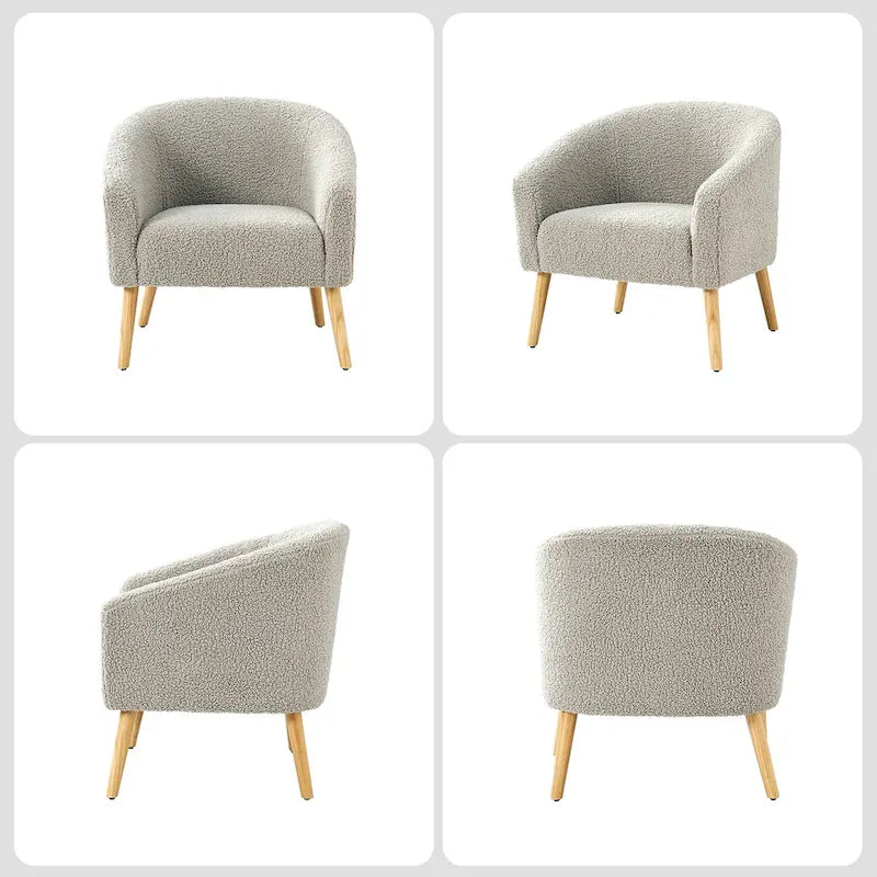 Fauteuil en velours bouclé de 30 pouces de large avec pieds en bois massif, deux chaises par lot