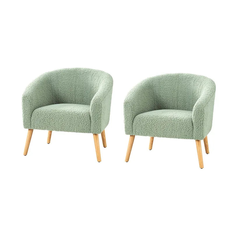 Fauteuil en velours bouclé de 30 pouces de large avec pieds en bois massif, deux chaises par lot