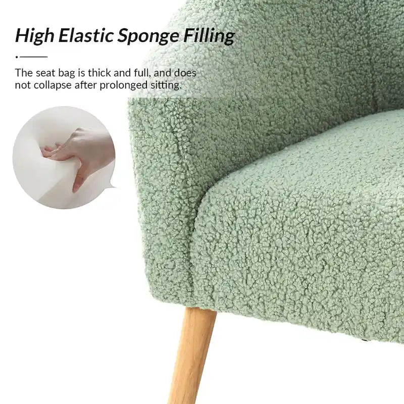 Fauteuil en velours bouclé de 30 pouces de large avec pieds en bois massif, deux chaises par lot