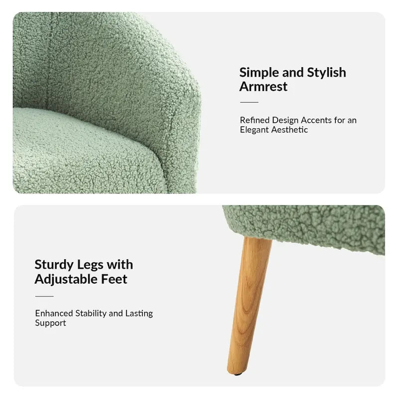 Fauteuil en velours bouclé de 30 pouces de large avec pieds en bois massif, deux chaises par lot