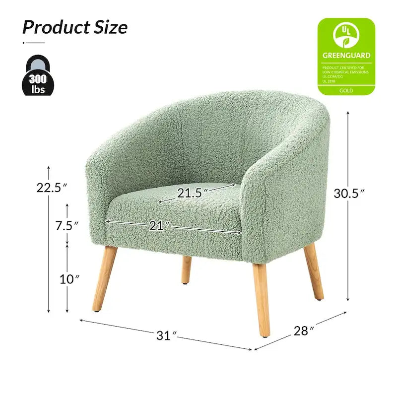 Fauteuil en velours bouclé de 30 pouces de large avec pieds en bois massif, deux chaises par lot