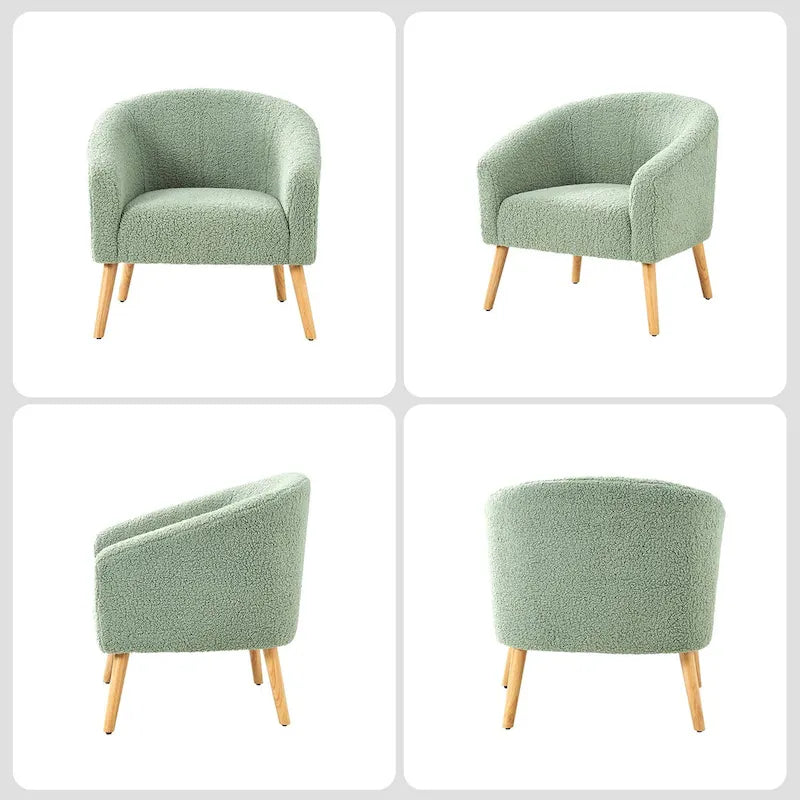 Fauteuil en velours bouclé de 30 pouces de large avec pieds en bois massif, deux chaises par lot