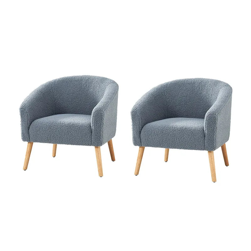 Fauteuil en velours bouclé de 30 pouces de large avec pieds en bois massif, deux chaises par lot