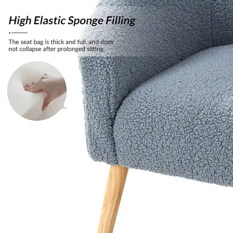 Fauteuil en velours bouclé de 30 pouces de large avec pieds en bois massif, deux chaises par lot